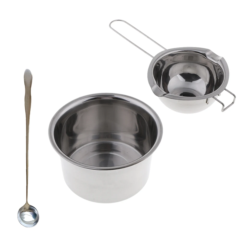 3pcs Stainless Steel Candle Wax Melting Pot Double Boiler Stirring Spoon DIY
