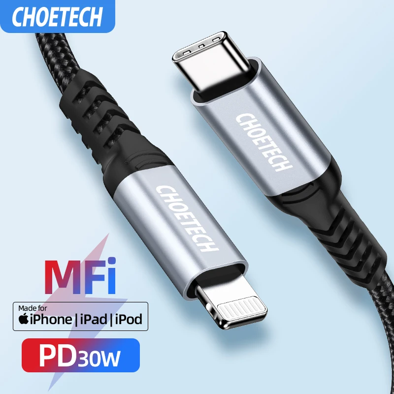 

CHOETECH 3A MFi USB C Cable for iPhone Xs Max 8 Plus Fast Charging Lightning Cable for iPhone USB Data Cable Phone Charger Cable