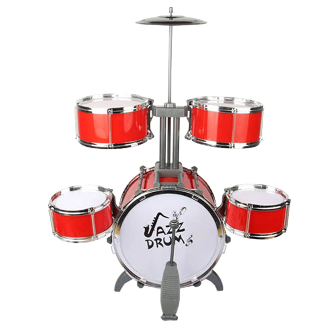 Jazz Drum Set Musical Educational Instrument Toy for 3-8 Years Old- Chinese Red