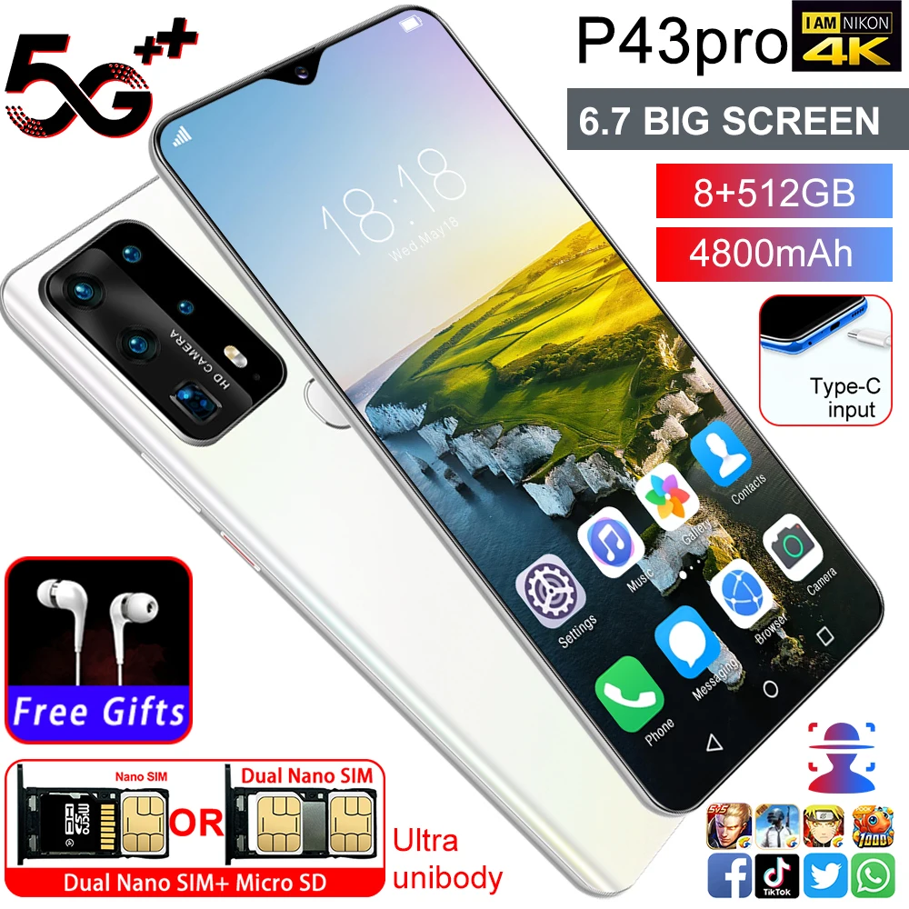 P43Pro Mobile Phone 6.7 Inch Snapdragon 855 8GB