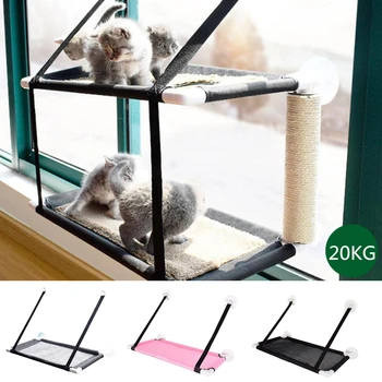 

10KG/20KG Pet Hammock Cat Basking Window Mounted Seat Home Suction Cup Hanging Bed Mat Lounge Cats Kitten Jumping Platform Beds