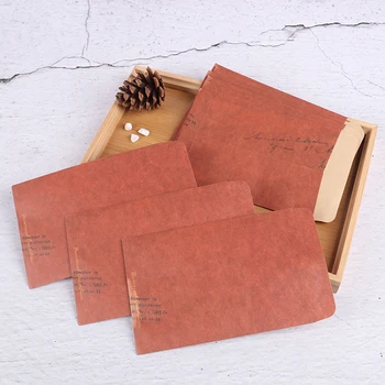 

10 Pcs Kraft Paper Envelope Vintage Letter Print Western Style Retro Package Photo Storage Gift Package Office Supply