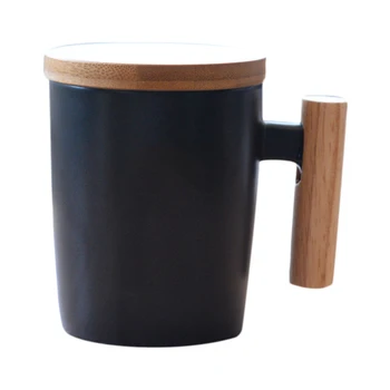 

Japan Style Brief Travel Coffee Mug Ceramic Porcelain Milk Mug Coffee Cup With Wood Handle Lid Pottery Water Tea Cups Gift