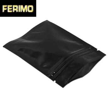 

200Pcs Glossy Black Aluminum Foil Zip Lock Snack Retail Storage Packaging Bag Heat Seal Mylar Food Nuts Ziplock Packing Bags