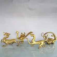 

9" Chinese Seikos Bronze Statues of four great beasts Four patron saints Qinglong White tiger Suzaku Basalt statue Town House