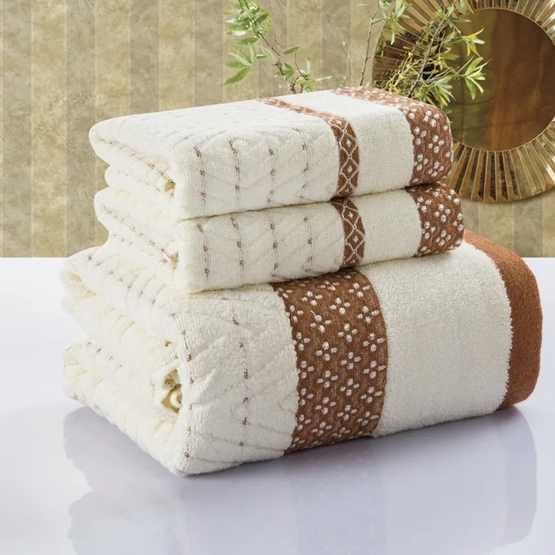 2PCS 100 Cotton Embroidered Towel Sets Towels for Adults Luxury Brand High Quality Soft Face