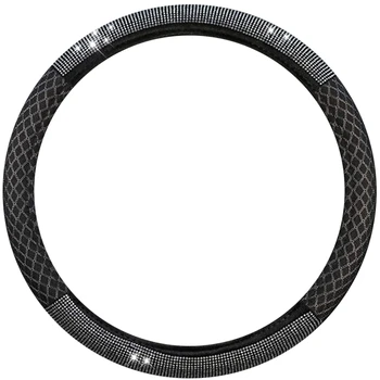 

Universal Steering Wheel Cover Diamond Non-Slip Steering Wheel Protective Cover PU Rhinestone Steering Wheel Cover