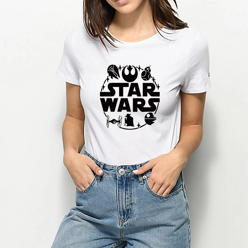 

Star Wars Graphic Hip Hop Loose Mandalorian Kawaii Spring Summer Round Collar Tshirt Harajuku T-shirt Trendy Plus Size T shirt
