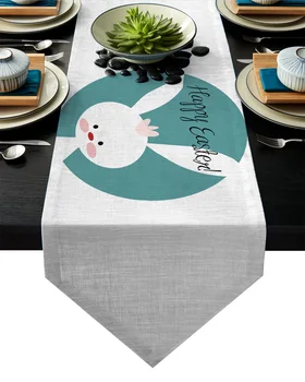 

Happy Easter Cartoon Rabbits Table Runner Table Flag Home Party Decorative Tablecloth Table Runners