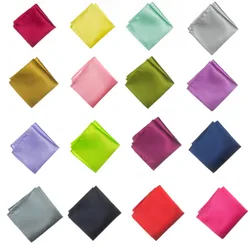 Fashio cetim bolso quadrado hankerchief plain cor sólida hanky festa de casamento a87