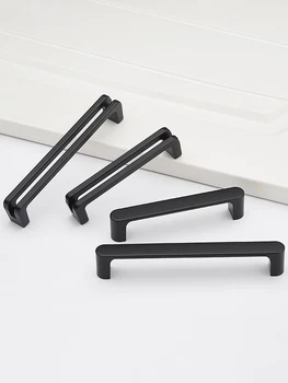 Xipeiyi Modern Black Furniture Door Handles For Kitchen Drawer Pulls Wardrobe Closet Handle Knobs Wine Cabinet Simple Door Pull