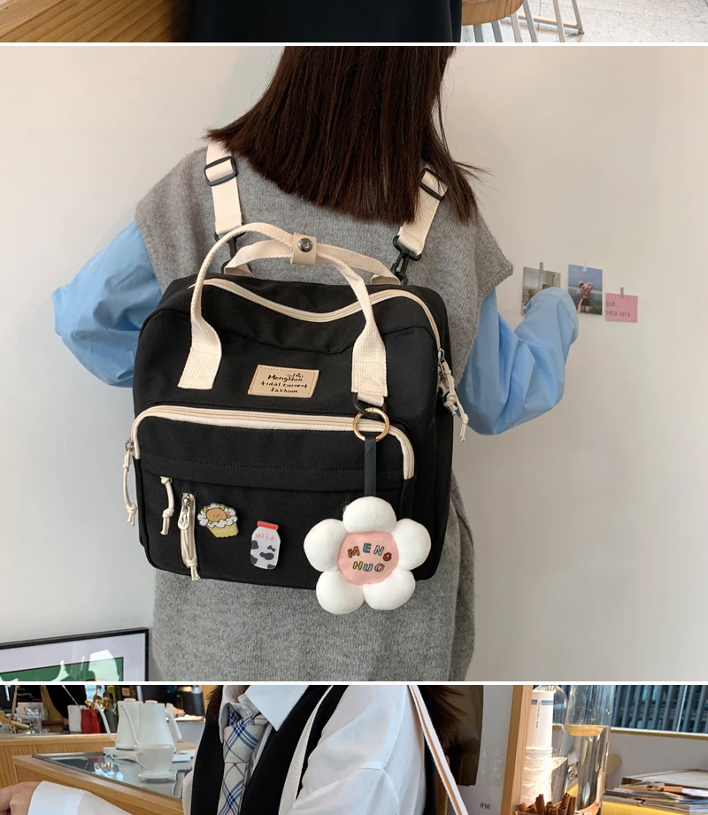 best stylish backpacks for work DCIMOR Lovely Multifunctional Backpack Teenage Girl Ring buckle Portable Travel Bag Female Small Schoolbag Badge Women Backpacks stylish work backpack