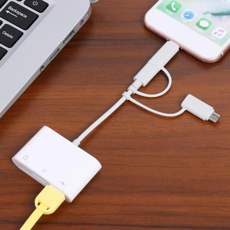 3 в 1 8 Pin к TF/карта памяти/USB2.0 подключение камеры кабель синхронизации данных камера кард-ридер для IOS Micro usb type-C