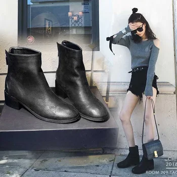 

Thick Heel Flat Heel Martin Boots Tide Black Women 's Booties Fashion Shoes 2020 Boots Booties Sexy High Heels for Women Winter