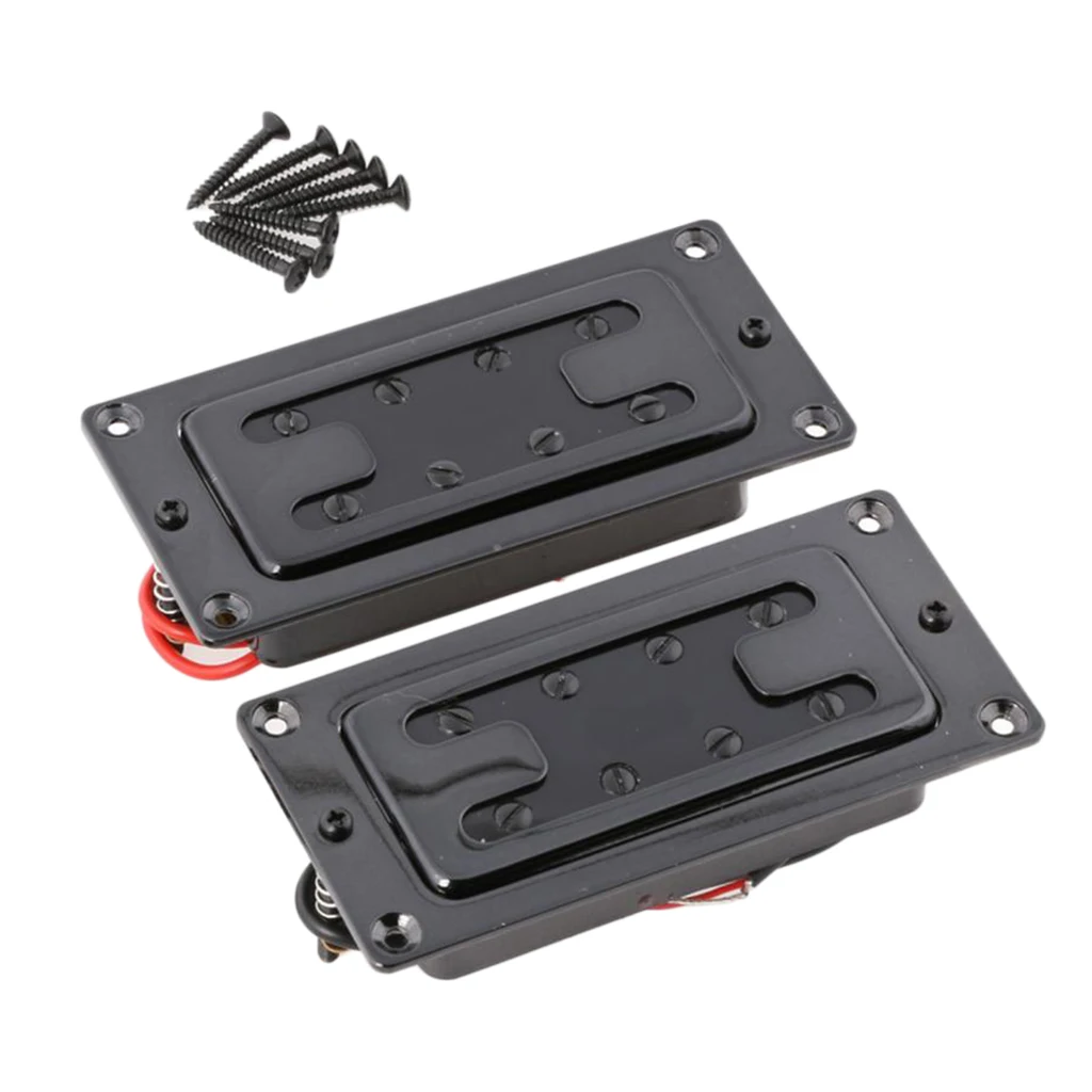 2pieces Black Noiseless Double Bridge Pickups for 4 String Electric Guitar
