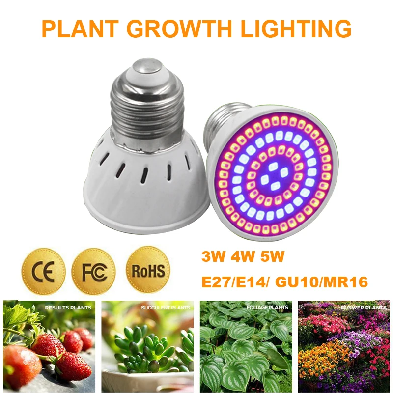 Full Spectrum E27 GU10 MR16 LED Plant Grow Light Bulb Phyto Lamp For Seeds Indoor Garden Plants Flower Hydroponics Tent Box | Лампы и