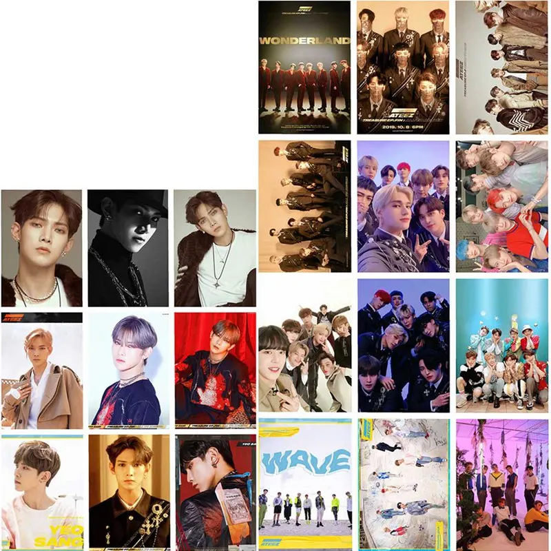 16 шт./компл. Фотокарта Kpop ATEEZ альбом для открыток фото карта KPOP Lomo Новые
