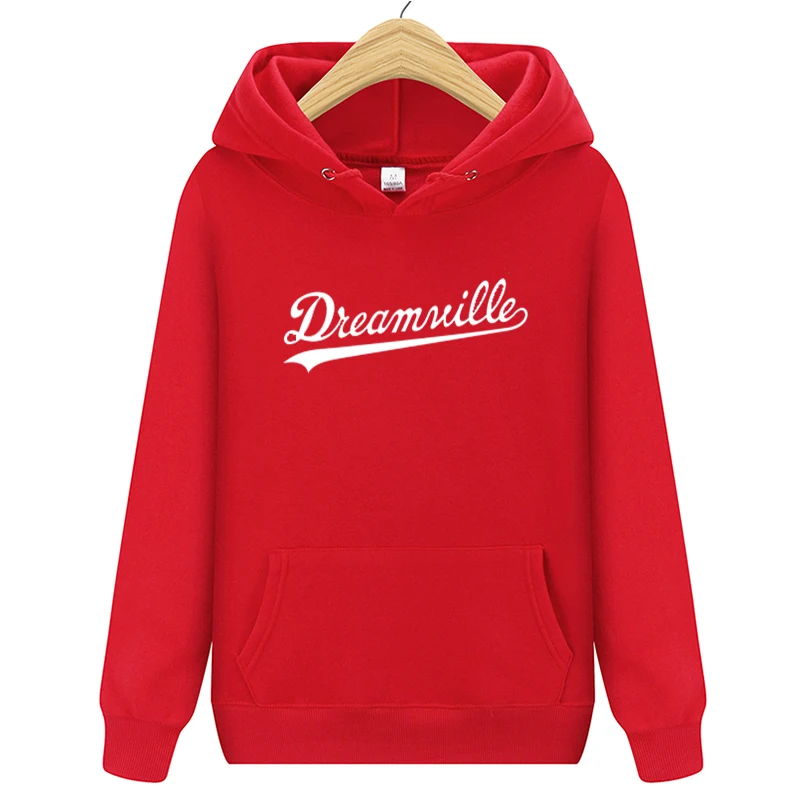 red Fashion New Hoodies Men Hip Hop DREAMVILLE J Cole Logo Hooded Swag Letter Fleece J Cole Hoodie Winter Hoodies Men Pullove - Цвет: red