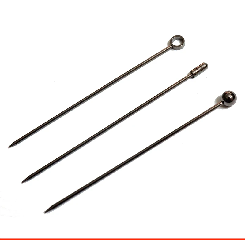 10PCS Stainless Steel Cocktail Picks Sticks Fruit Sticks Drink Stirring Martini Picks Circle/Ball/Hat Shape