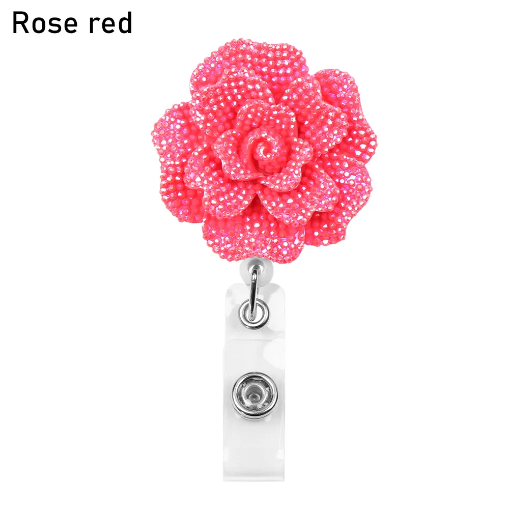 rose red 1 шт. модные, в форме розы выдвижной значок медсестры катушка доктор студентов ID карты держатель канцелярские принадлежности канцелярские товары - Цвет: rose red