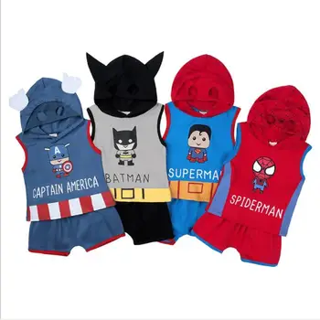 

Cute Kids Clothing Summer Cartoon Superman Sleeveless T-shirt Children Vest Superman T Shirts Boys Girls 2pcs/set Tracksuit Set