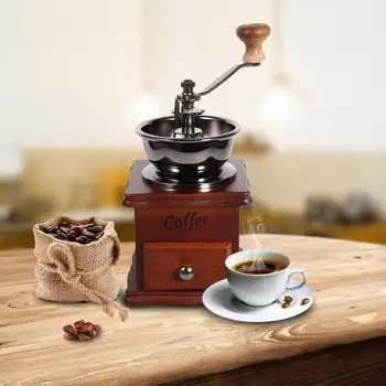 

Manual Coffee Bean Grinder Retro Style Classical Wooden Design Metal Mill Maker Hand Coffee Grinders Machine High Quality