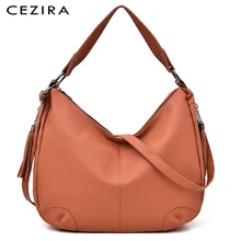 CEZIRA большая женская сумка-хобо из Веганской кожи, модная сумка-тоут с кисточками, женские повседневные Сумки из искусственной кожи на плечо, Женская Повседневная сумка через плечо