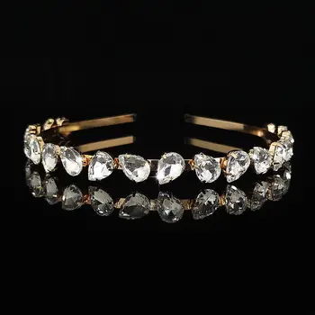 

Fashion colorful crystal birthday headband water drop glass headband headband ladies girl golden headwear