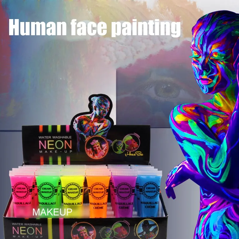 Красочный Макияж краска для лица ing Хэллоуин экологическая краска для тела ing Intense Neon Face beauty краска для тела танцевальный фестивальный рейв