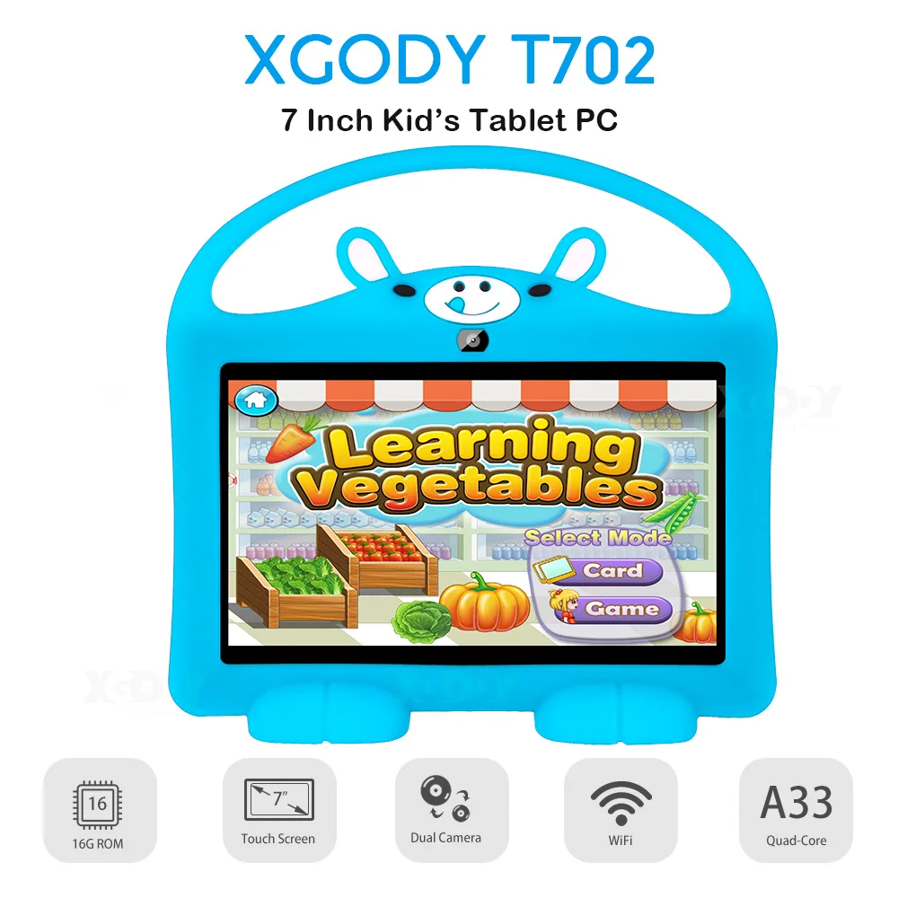 Tableta educativa de 7 pulgadas para niños, Tablet de aprendizaje, el mejor regalo para niños, Android 8,1, cuatro núcleos, 1GB, 16GB