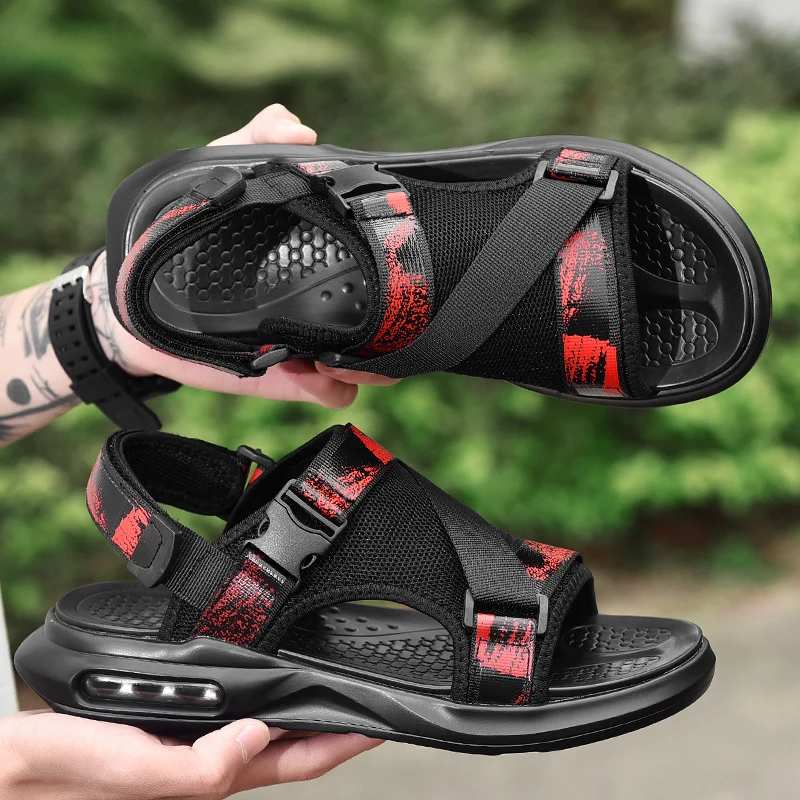 Мужские сетчатые сандалии; размеры 39 s; легкая дышащая повседневная вьетнамская модная обувь; коллекция года; сезон лето; мужские пляжные сандалии-гладиаторы в римском стиле