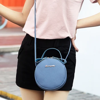 

Women Tote Messenger Bag Sling Crossbody Handbags Casual Zipper Closure Fashion Mini Exquisite Round PU Leather Leisure Cute