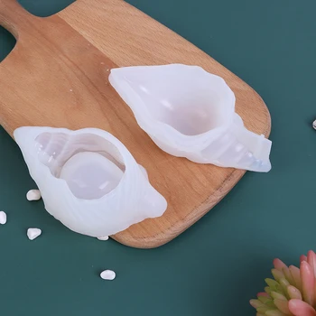 

1pcs Resin DIY Epoxy Mirror Three-dimensional Conch Makeup Egg Storage Shell Marine Silicone Mold