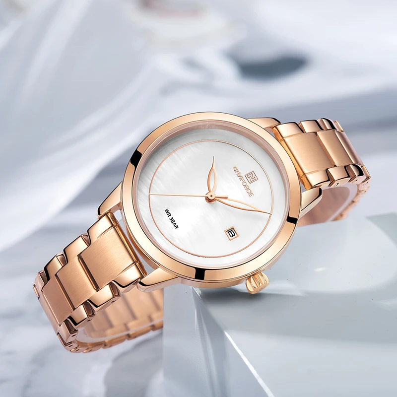 NAVIFORCE женские часы люксовый бренд из нержавеющей стали женские модные часы, наручные часы водонепроницаемые простые Стильные Reloj Mujer