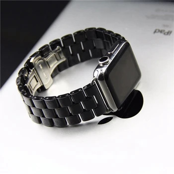 

Ceramic Band for Apple Watch Series 5 4 3 2 1 iwatch 44mm 40mm 42mm 38mm Luxury Stainless Steel Buckle Bracelet Strap