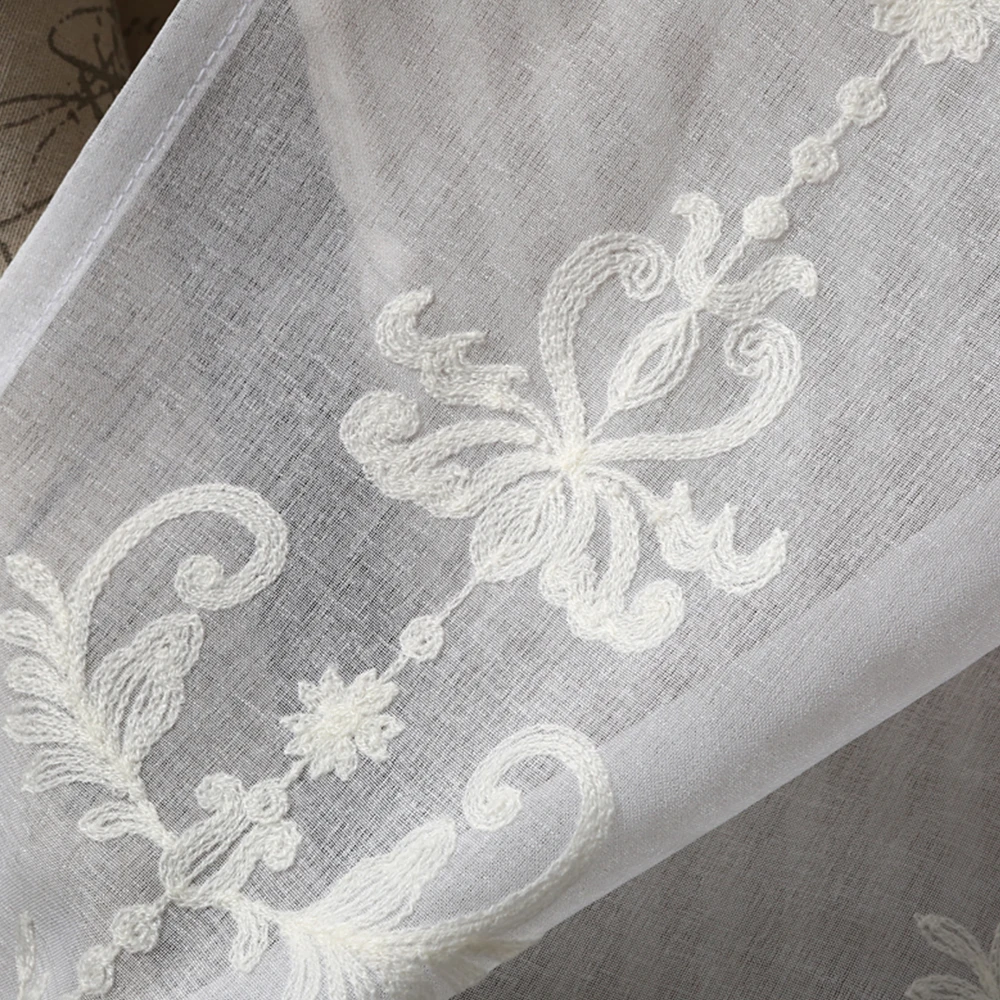 Высококачественная Белая вышитая Цветочная занавеска, европейский стиль, тюль, отвесная занавеска для спальни, гостиной, окна, занавески на заказ