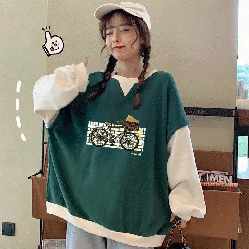 ZITY No Hat Hoodies Women Loose Bf Patchwork Ulzzang Harajuku Womens Students Korean Style Various Patterns Casual 0 -Neck Fashi | Женская