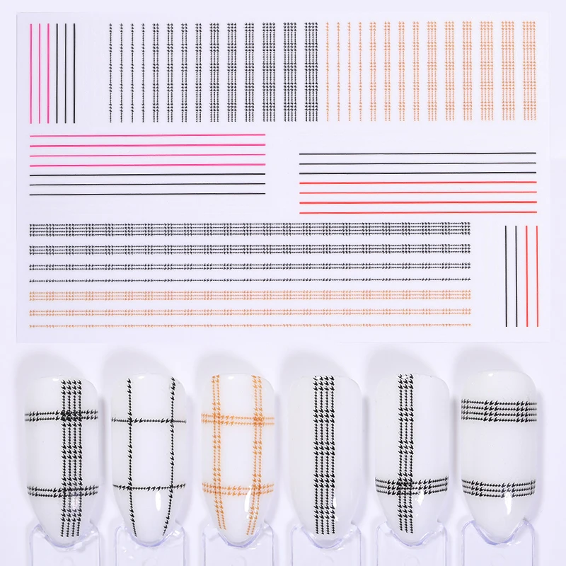 

1 Pc Stripe Shape Nail Art Transfer Decals Stickers Self-adhesive 3D Nail Stickers DIY Design Nail Art Tip Decoration