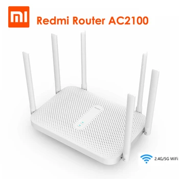 

Xiaomi Redmi AC2100 Router Gigabit Dual-Band Router Wifi Repeater with 6 High Gain Antennas Wider Coverage Easy setup