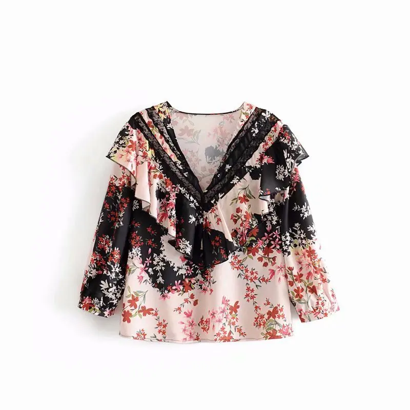 

AAZZ48-9451 Stacked Decorative Printed Shirts with European and American Fashion Style