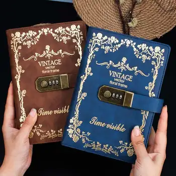 

A5 Korea Retro Notebo Password Bo with Lock School Office Supplies Stationery Personal Diary Journal Notebo Cover