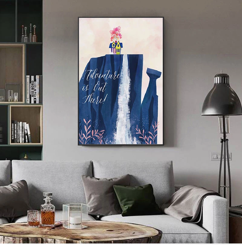 Cartoon Movie Up Balloon Fly House Canvas Print Poster Acquerello Film Adventure Is Out Art Painting Kids Room Decor