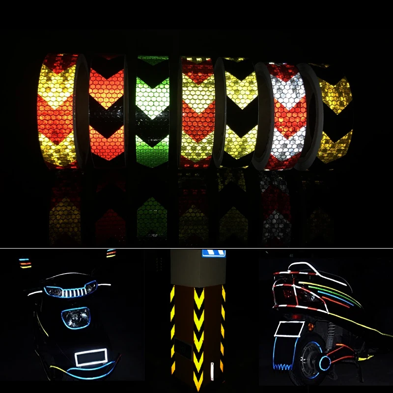 Pegatinas de seguridad reflectantes para el cuerpo de la bicicleta, cinta de advertencia de seguridad, cinta adhesiva, cinta adhesiva, accesorios para bicicleta