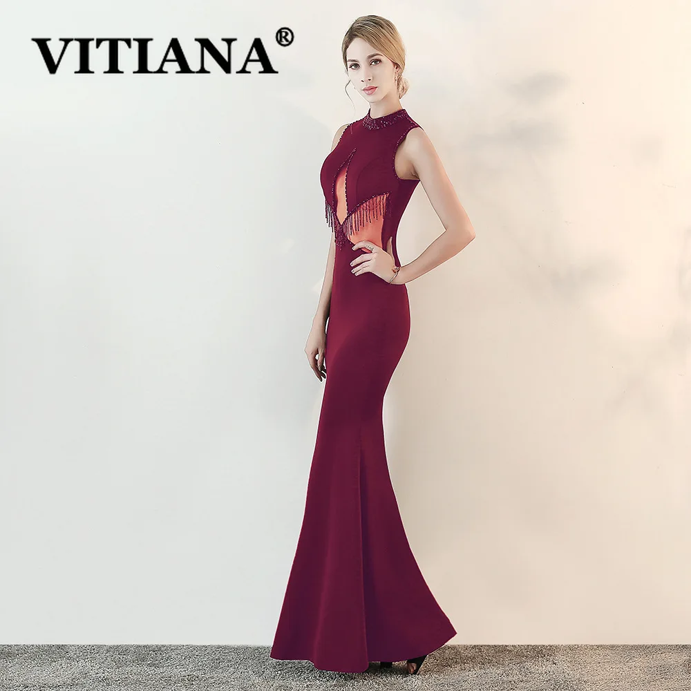 

VITIANA Sexy Party Night Long Dress Women Mesh Beading Host Elegant Female Black Dresses Femme Short Sleeve Blue Vestidos