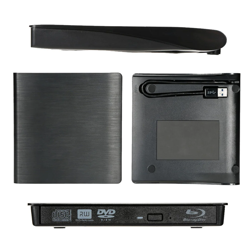 Ультра тонкий внешний диск DVD-RW USB 3,0 Писатель горелки BD-ROM 3D Blu-Ray плеер для Linux Windows Mac OS черный