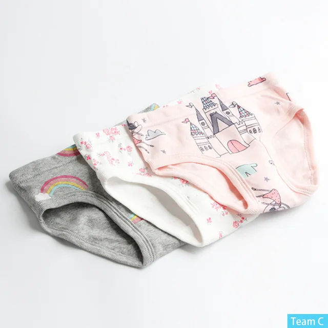 SheeCute 3 Pcs/Lot Girl's Toddler & Kids Underwear 100% Cotton Soft Panties Baby Panties Kids Briefs Team C