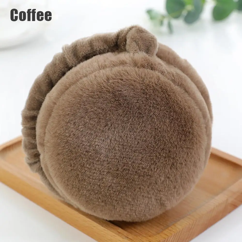 TypeA-Coffee Модные женские складные теплые зимние наушники женские милые плюшевые наушники для девочек повязка на голову круглые наушники - Цвет: TypeA-Coffee