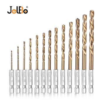 

JelBo Drill Bit (13pcs) Drill Bit Set Tools Screw Extractor Woodworking Tools Power Twist Drill Bits Tool Six Angle Screw Metal