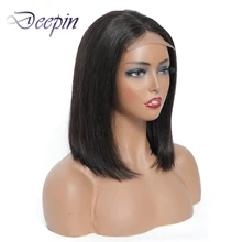 Deepin Hair Short Straight Bob Wigs 4x4 Lace Closure Bob Wigs Natural Color Malaysia Non-Remy Human Hair Wigs For Black Women