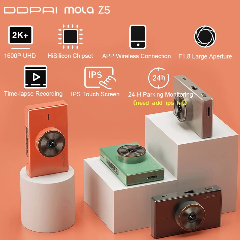 Xiaomi Mijia DDPai видеорегистратор mola Z5 DVR 1600P UHD F1.8 hissilicon 24H монитор парковки 3 дюйма IPS